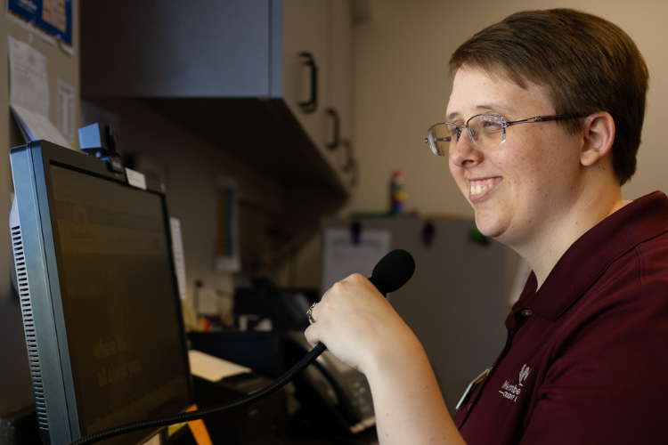 Member service representative smiling